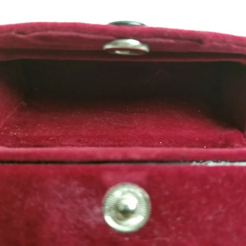 Vintage Double Lipstick Case Silver Plated Velvet Mirror Floral Scrollwork